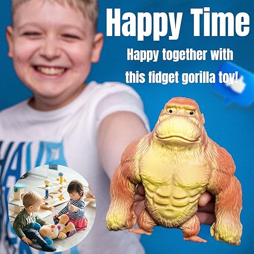Miniatura 5 de Juguete antiestrés de gorila marrón para adultos y niños, terapia de manos, juguetes sensoriales de ficheros apretados, juguete de estilo animal