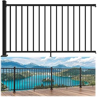42 in. H x 6 ft. W Porch and Deck Railing Kit, Aluminum Railing Kit, Bla...