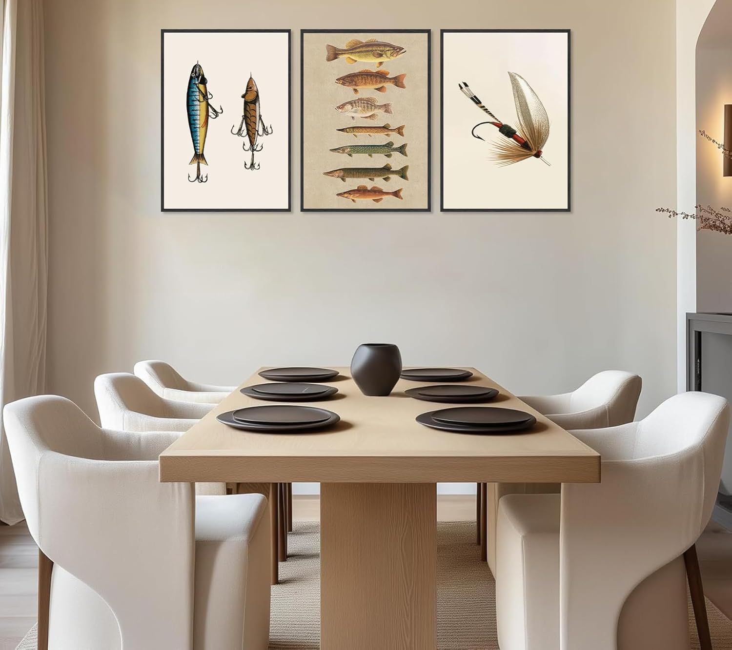 ZPJLRFC 3Pcs Vintage Fishing Canvas Wall Art Minimalism Fishing Gear Posters Artwork Fisherman Cave Painting Pictures Wall Decor for Outdoorsy Cabin Kitchen Fisherman Home Decoration 12x16in Unframed - Image 3