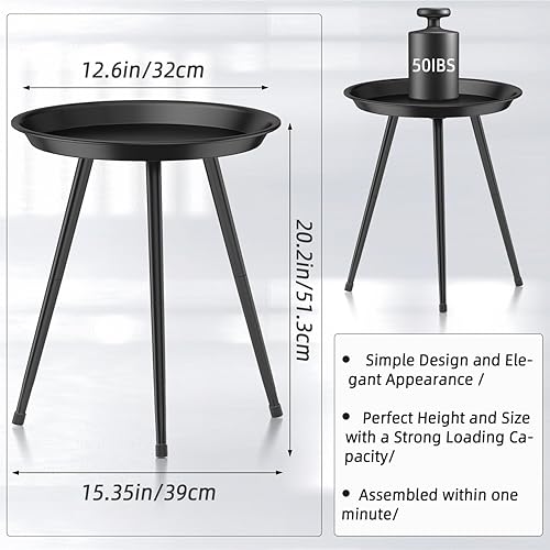 Miniatura 2 de Mesa auxiliar redonda pequeña de metal, mini mesita de noche para sala de estar, dormitorio, cama, sofá lateral, decoración moderna de mediados de