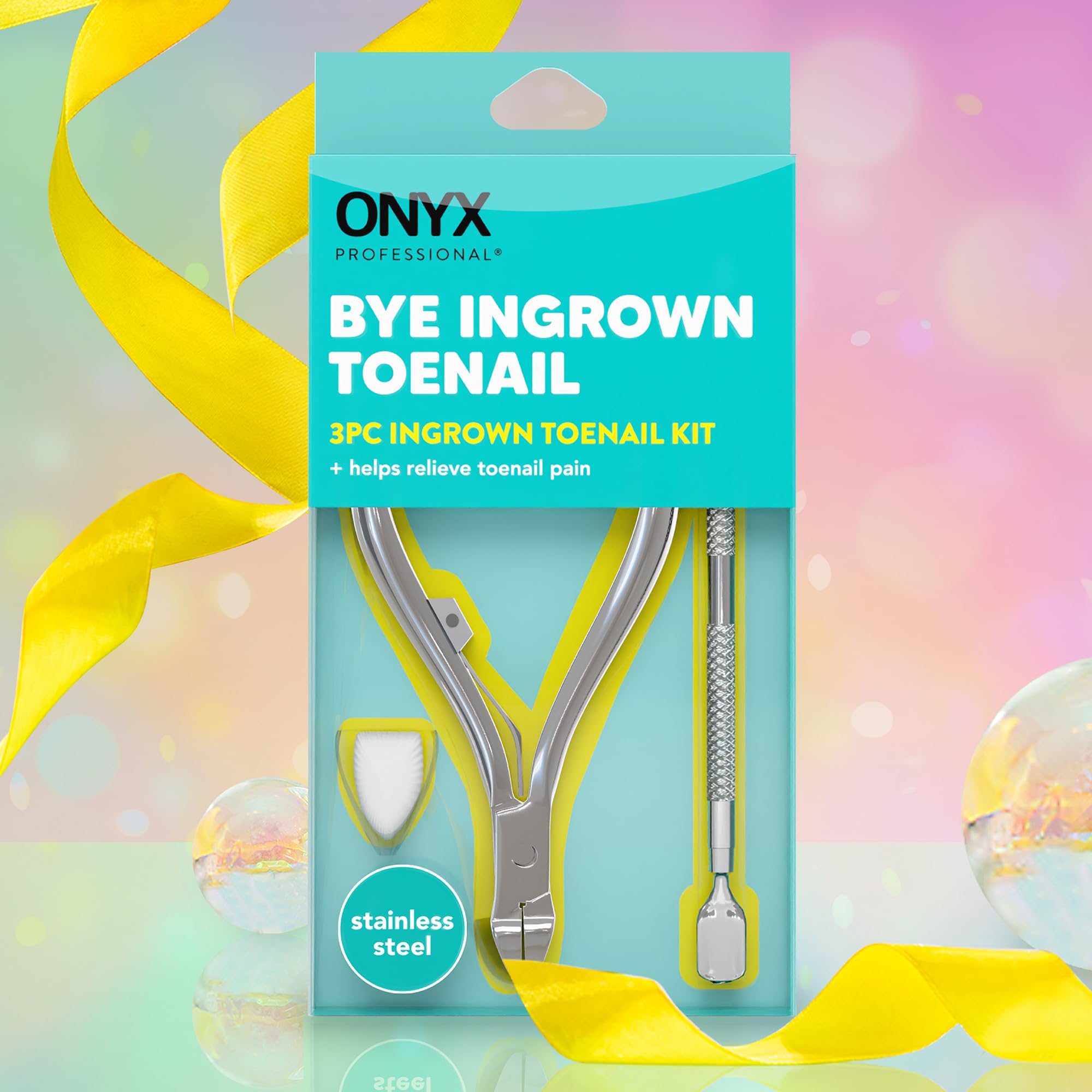 Onyx Professional Ingrown Toenail Kit with Toenail Clippers & Double-Ended Cuticle Pusher, Durable Stainless Steel, Easy to Use Ingrown Toenail Removal Kit, 2 Piece At-Home Pedicure Tools