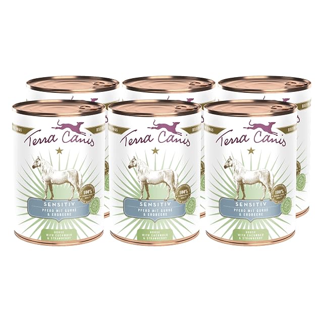 Terra Canis Caballo con Pepino, Comida Sensitive para Perros, 6x400g
