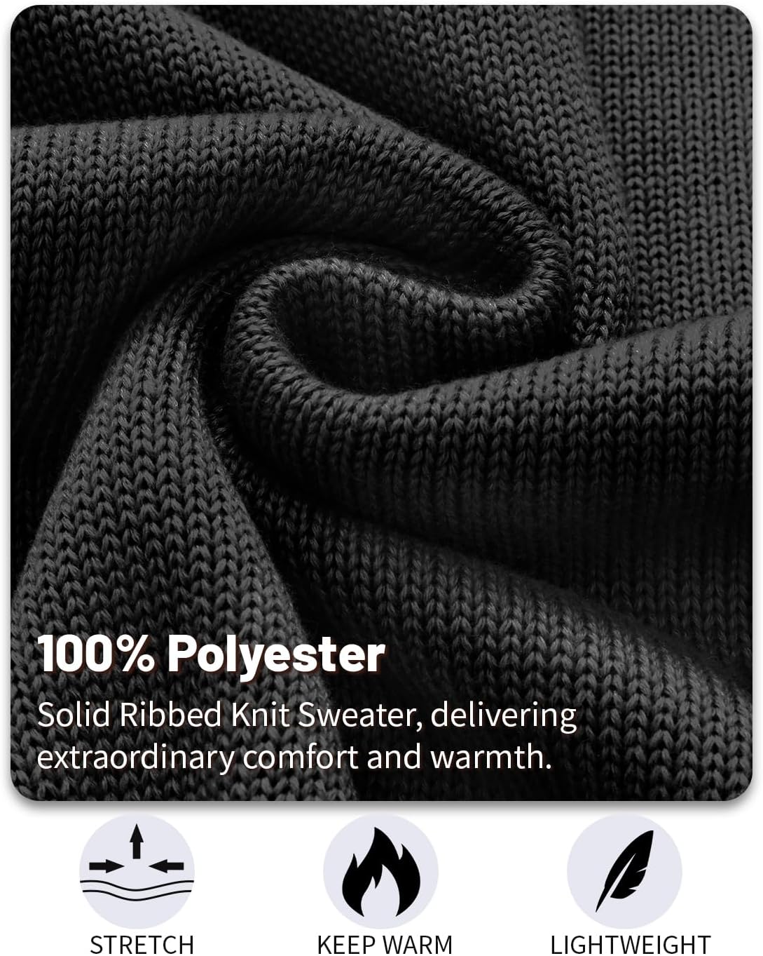 Mens Sweater Quarter Zip Sweater Casual Striped Long Sleeve Fall Winter Warm Polo Pullovers - Image 4