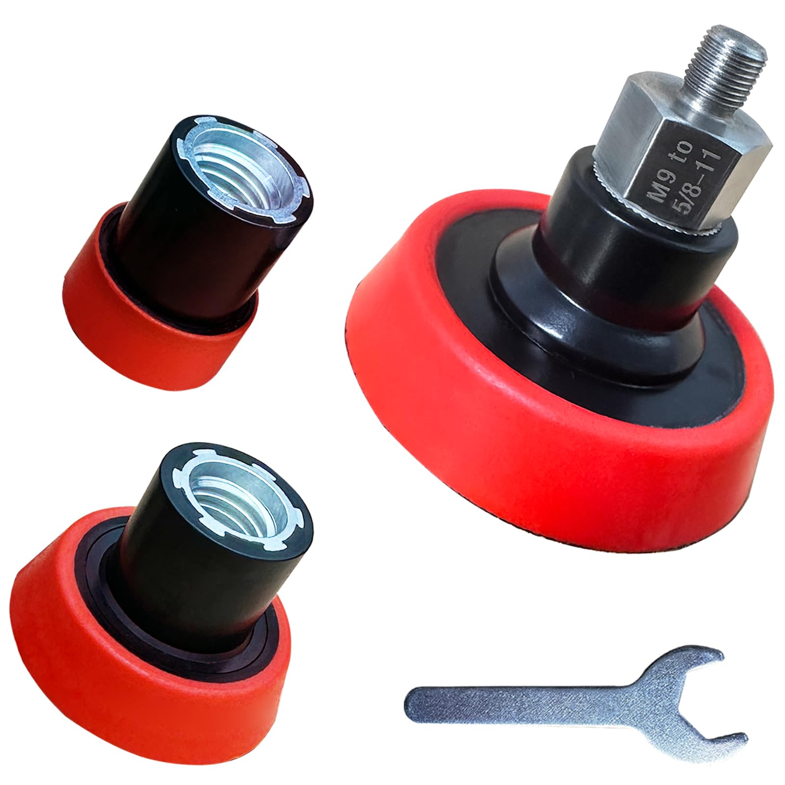 Noyfemr Buffing Polishing Kit for Milwaukee M12 Polisher/Sander,Includes M9 to 5/8-11 Adapter &1“, 2”, 3" Backing Pad, Not Including Sponge and Wool Buffing Pads (5pcs)