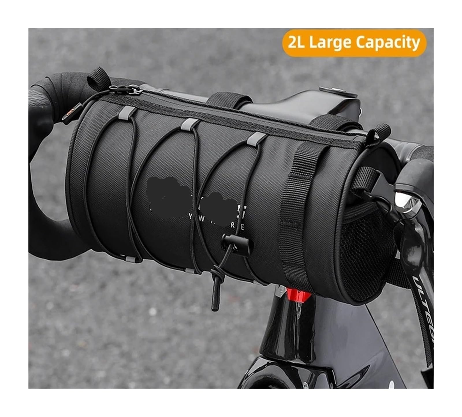 Borsa for manubrio da bicicletta portatile da 1 pezzo da 2 litri | Conserva gli effetti personali quotidiani for le pedalate in MTB e bicicletta da strada.(B Black)