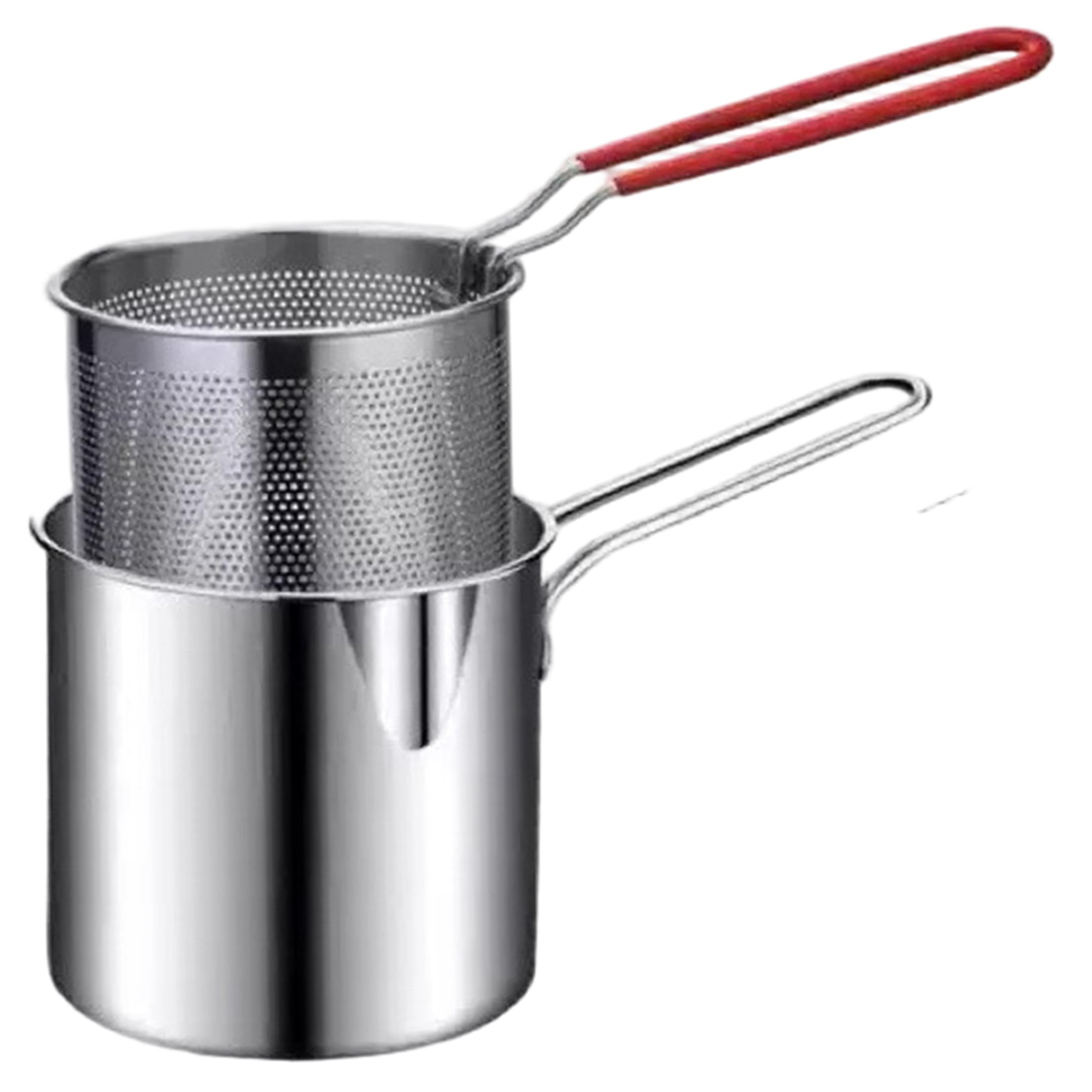 Friggitrice in acciaio inox con cestello e filtro, cestello estraibile
