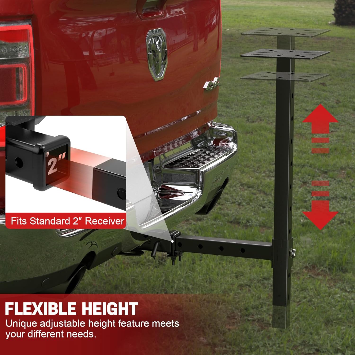 Heavy-Duty Hitch Mount Vise Plate/Bench Grinder Stand Work Table 9.45”x9.45”, Hitch Vise Holder with Adjustable Height, Universal Fit for 2-Inch Receiver