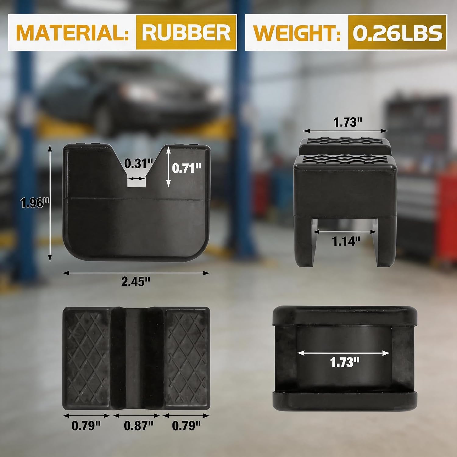 2PCS Slotted Pinch Weld Jack Pad, Rubber Jack Pad Adapter with Anti-Slip Design, Universal Jack Stand Pads for Car Lift Floor Jack Protection (2)