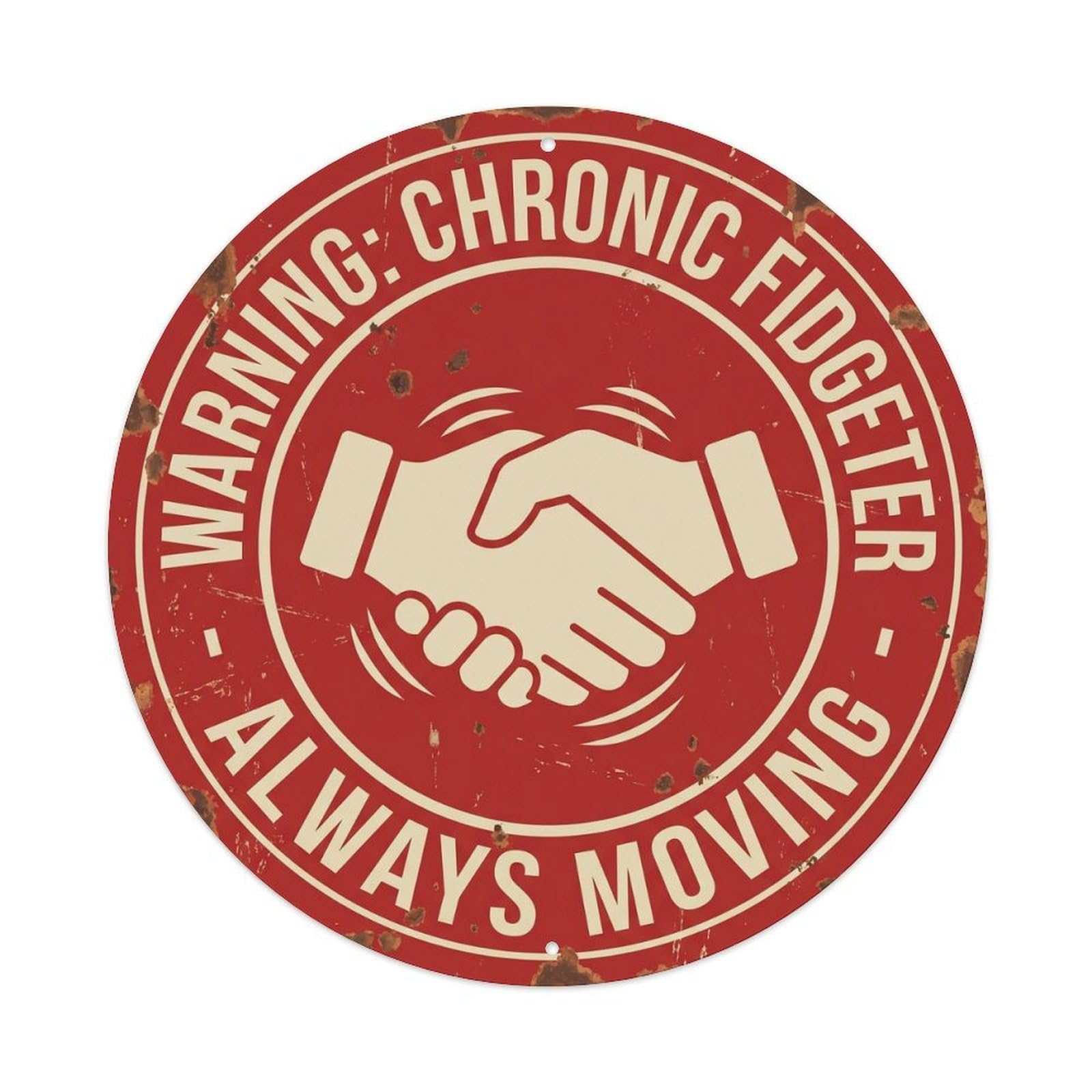 Vintage Funny Warning Chronic Fidgeter Warning Metal Tin Sign