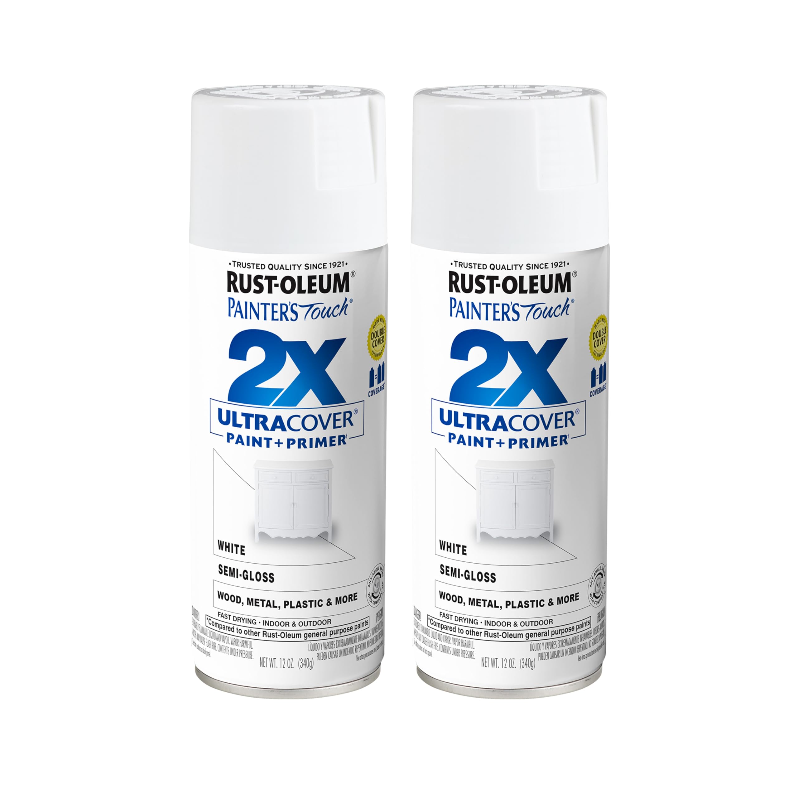 Rust-Oleum Painter's Touch 2X Ultra Cover Spray Paint, Semi-Gloss White