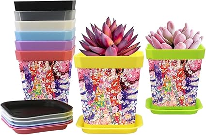 Amazon Co Jp 綺麗 芸者 花柄植木鉢プラスチック鉢プランター鉢植え植物鉢8点セット 受け皿付き 排水穴付き観葉植物 ハーブ 花栽培適用 Diy 工具 ガーデン
