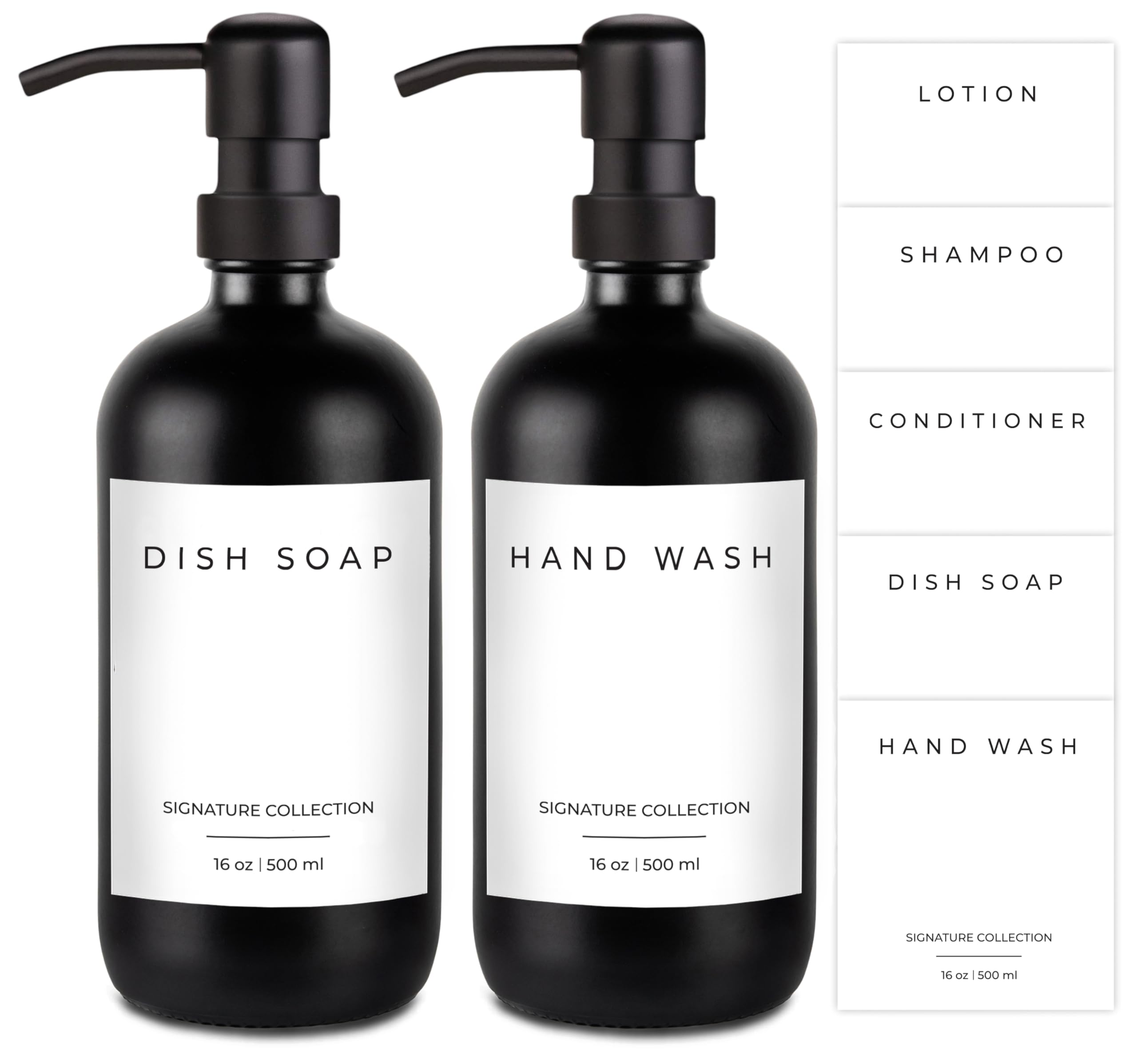 Emerson Essentials Soap Dispenser Set, Dish Soap for Kitchen, Bathroom Set - Hands and Dishes for Home, Farmhouse, Glass Soap Dispenser with Pump and