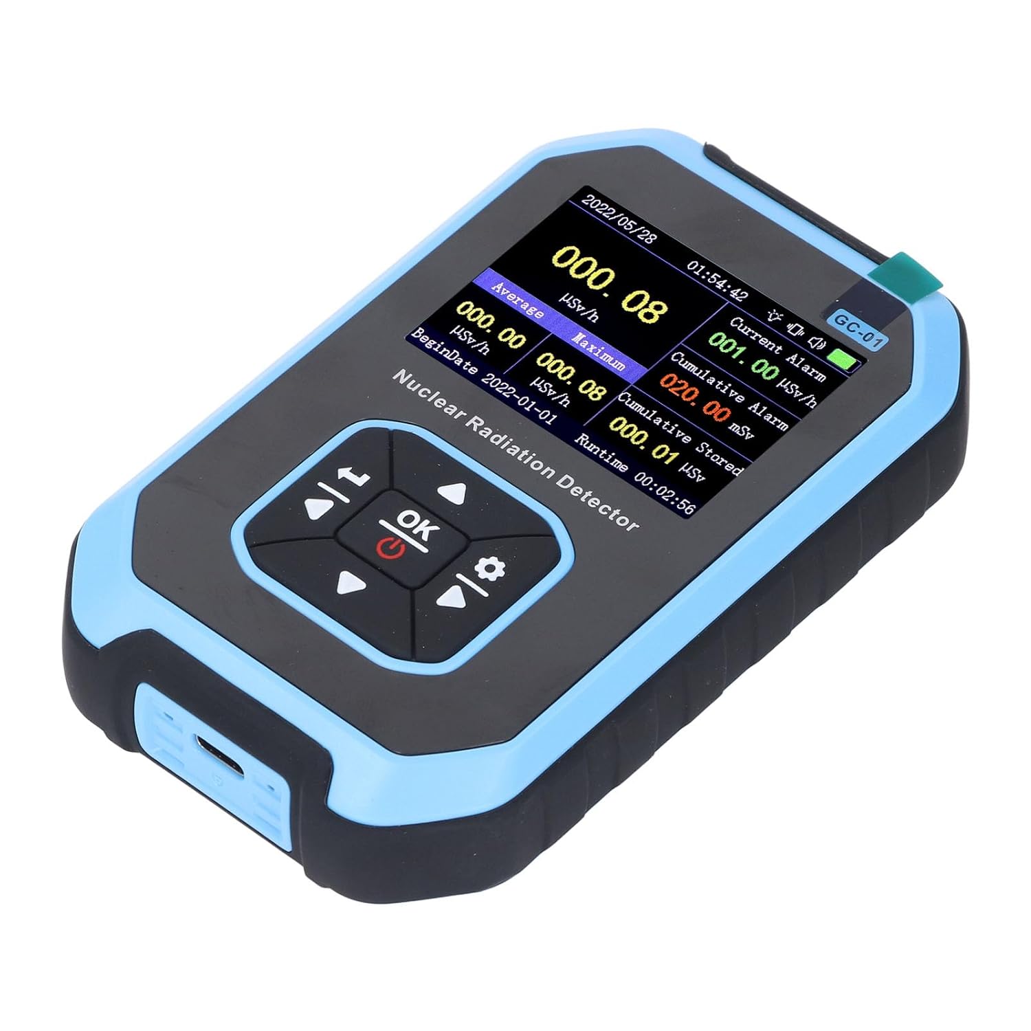 WALFRONT GC‑01 Counter Nuclear Radiation Detector Built in Sensor Fast Response Time Gamma Beta and X Detection Rechargeable Radiation Dosimeter