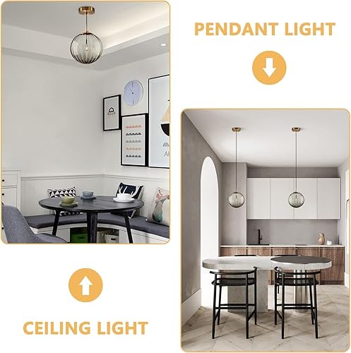 Miniatura 3 de KCO Lighting - Lámpara colgante moderna de globo grande, lámpara colgante de cristal gris humo de mediados de siglo, luces colgantes vintage,