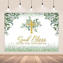 7x5ft Blessing On Your Confirmation Backdrop, First Communion Party Decorations First Communion, My Baptism Enagegment Christening Baby Shower Wedding Photography Background