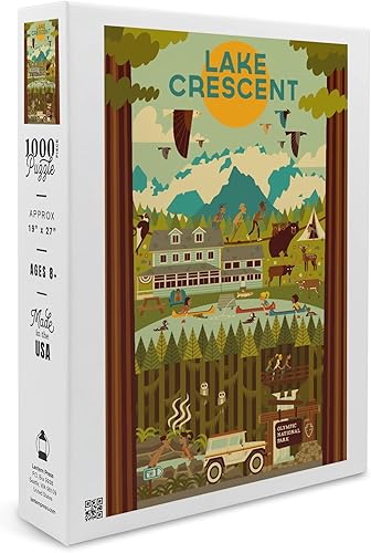 Lake Crescent, Parque Nacional Olímpico, Washington, Serie Parque Nacional Geométrico (rompecabezas de 1000 piezas, tamaño 19 x 27, rompecabezas