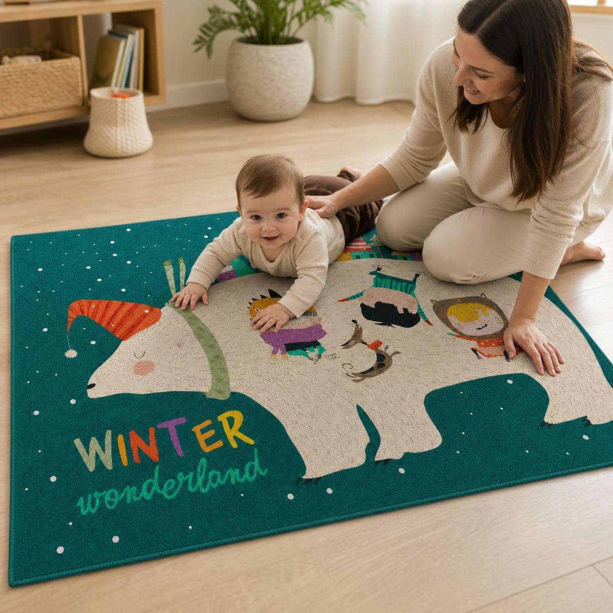 Tappeto per Neonati con Motivi di Animali Cartone Animato, Tappeto Gioco Antiscivolo e Lavabile per Asilo Nido, per nido, 治愈系卡通1号, 100CM*140CM
