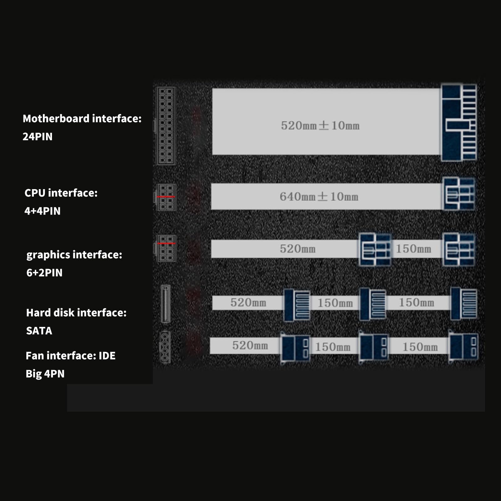 110–264 V, 750 W, für Computer, Videospiele, Computer, Weiß, Netzteil, geräuscharmer Lüfter, Doppel CPU für Gaming Server, leises Lüfter Netzteil