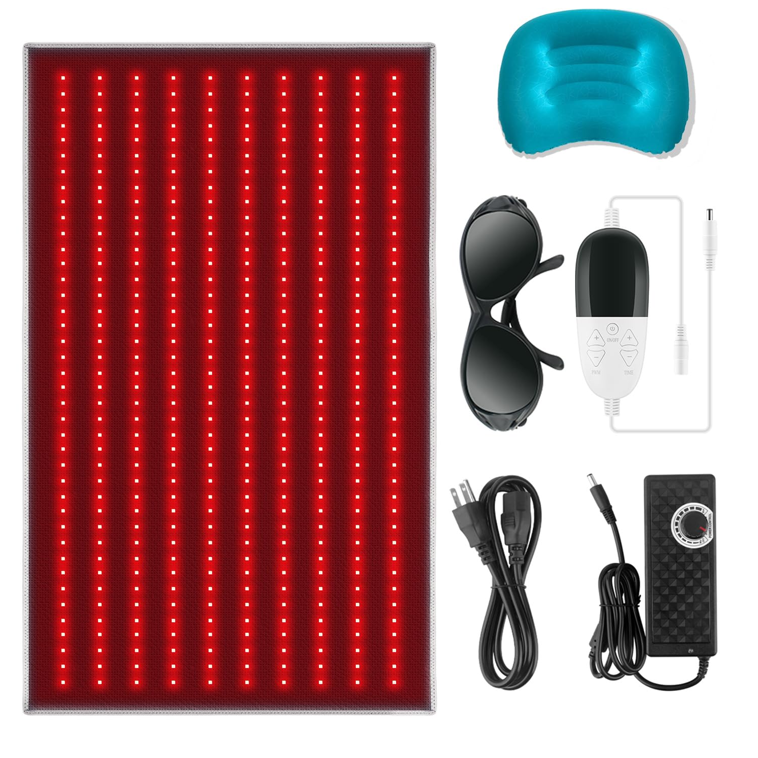 newest red light therapy mat with a cozy headrest for enhanced comfort: comprised 400 dual wavelength (660nm & 850nm) led beads for home red light & infrared therapy, 38.0''*23.6'' (black)