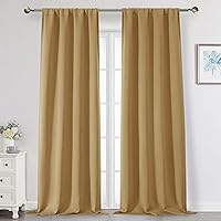 Vista 132 de Cortinas opacas para dormitorio, sala de estar, juego de 2 paneles de 54 pulgadas de largo, cortinas de oscurecimiento de habitación con aislamiento