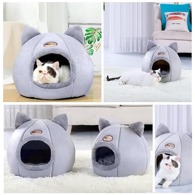 Foto 7 de 7 de PETCUTE Cueva Gato, Casa y Cama Invierno, Cálida y Suave para Mascotas