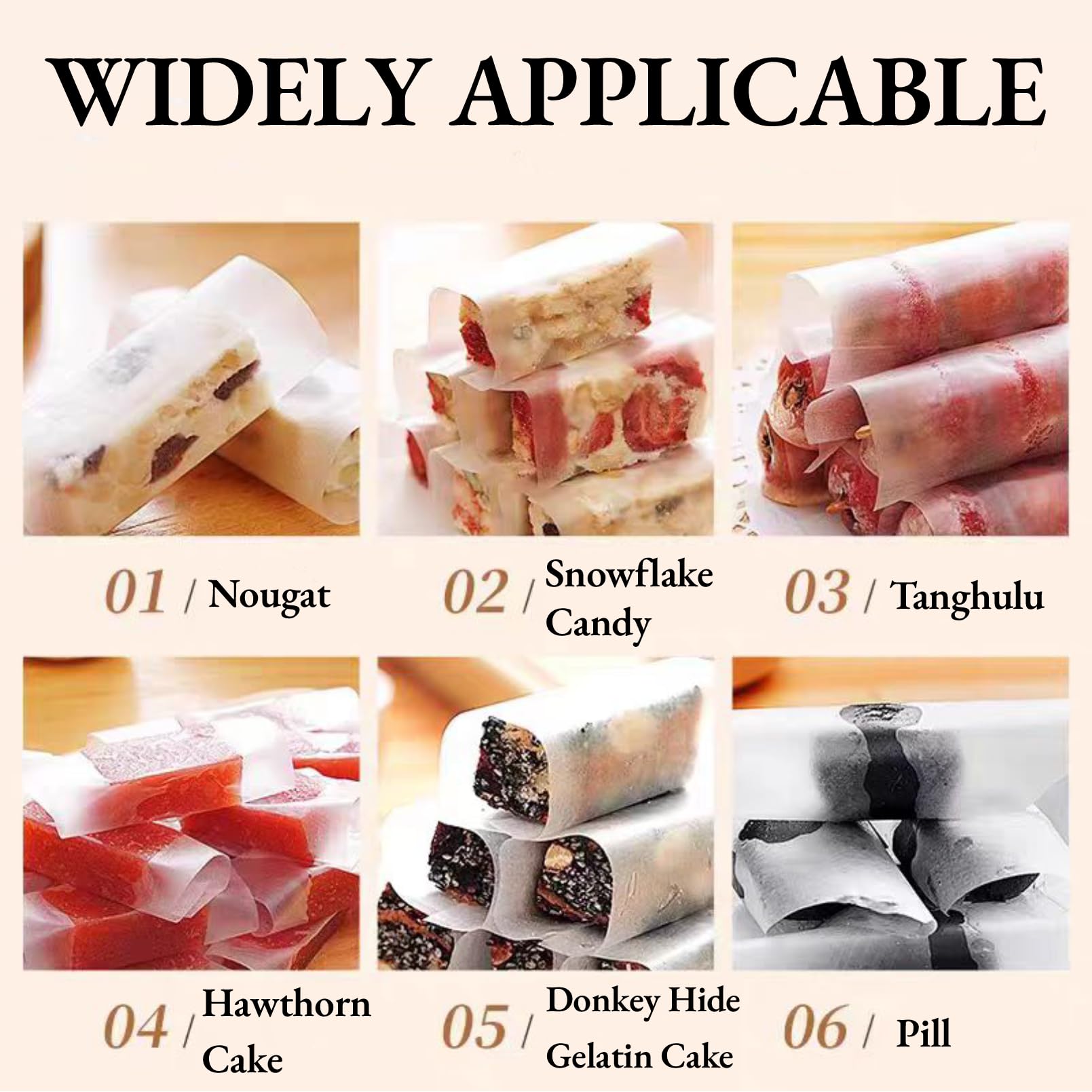 Fogli Di Riso Alimentari, Carta Commestibile Wafer Paper, Torrone Paper, Carta per Cialde, Fogli per Confezionare Caramelle Fatte A Mano(500 Pezzi)