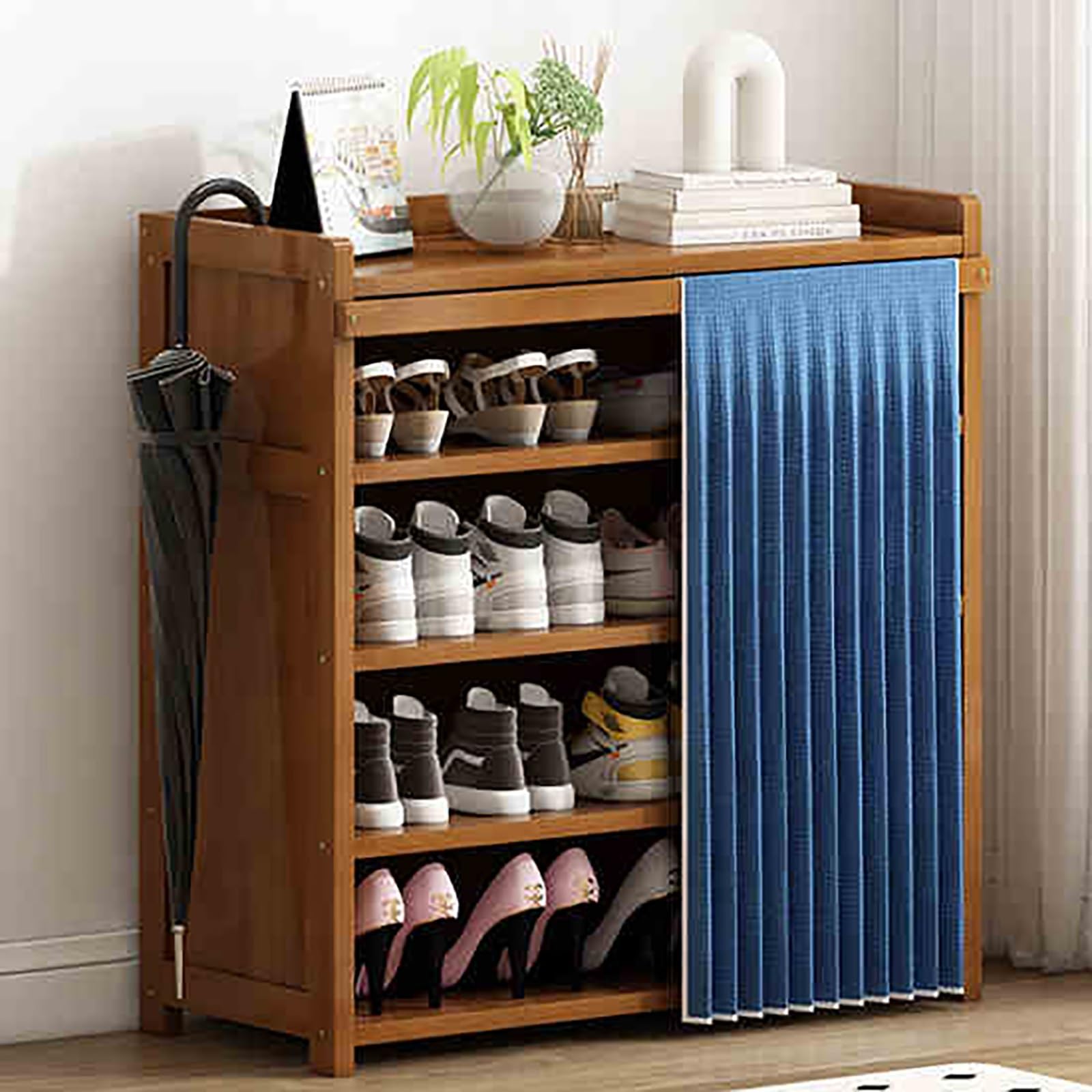 Meuble à chaussures en bois de qualité, rangement vertical au motif cubby raffiné