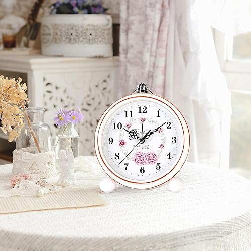 Miniatura 3 de Maxspace Reloj analógico de 5.2 pulgadas, reloj de escritorio retro silencioso sin tictac y funciona con pilas con movimiento de cuarzo, reloj de