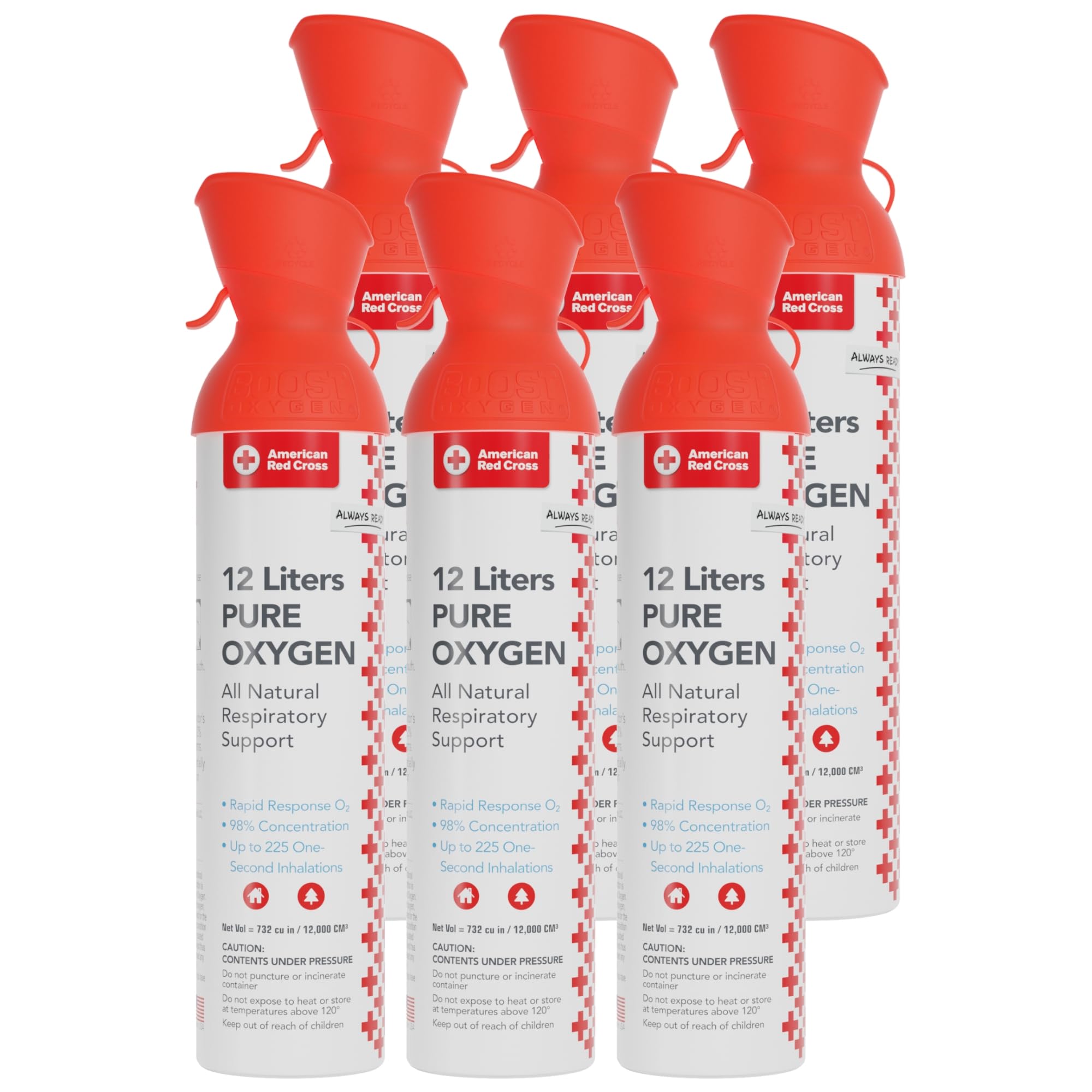 American Red Cross + Boost Oxygen | Extra Large 12L Canister (6 Pack)