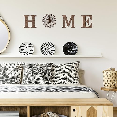 Miniatura 6 de VGICH Decoración de pared para el hogar, letreros rústicos con molino de viento de madera para sala de estar, juego de 4 letras decorativas de