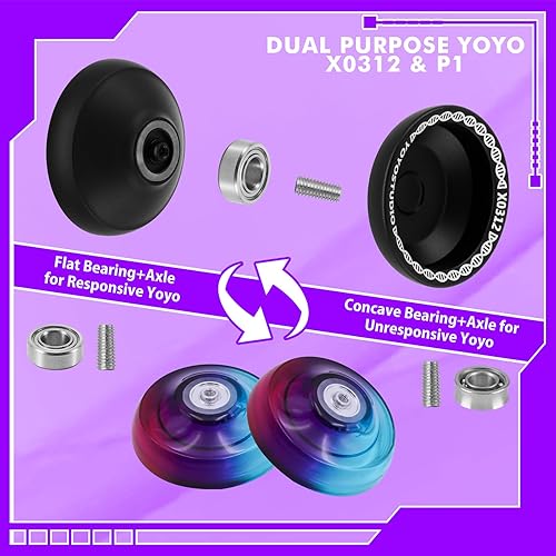 Miniatura 4 de YOYOSTUDIO Yoyo Yoyo profesional que no responde para niños de 8 a 12 años, yoyo profesional para adultos, trucos de giro de dedos, yoyo para
