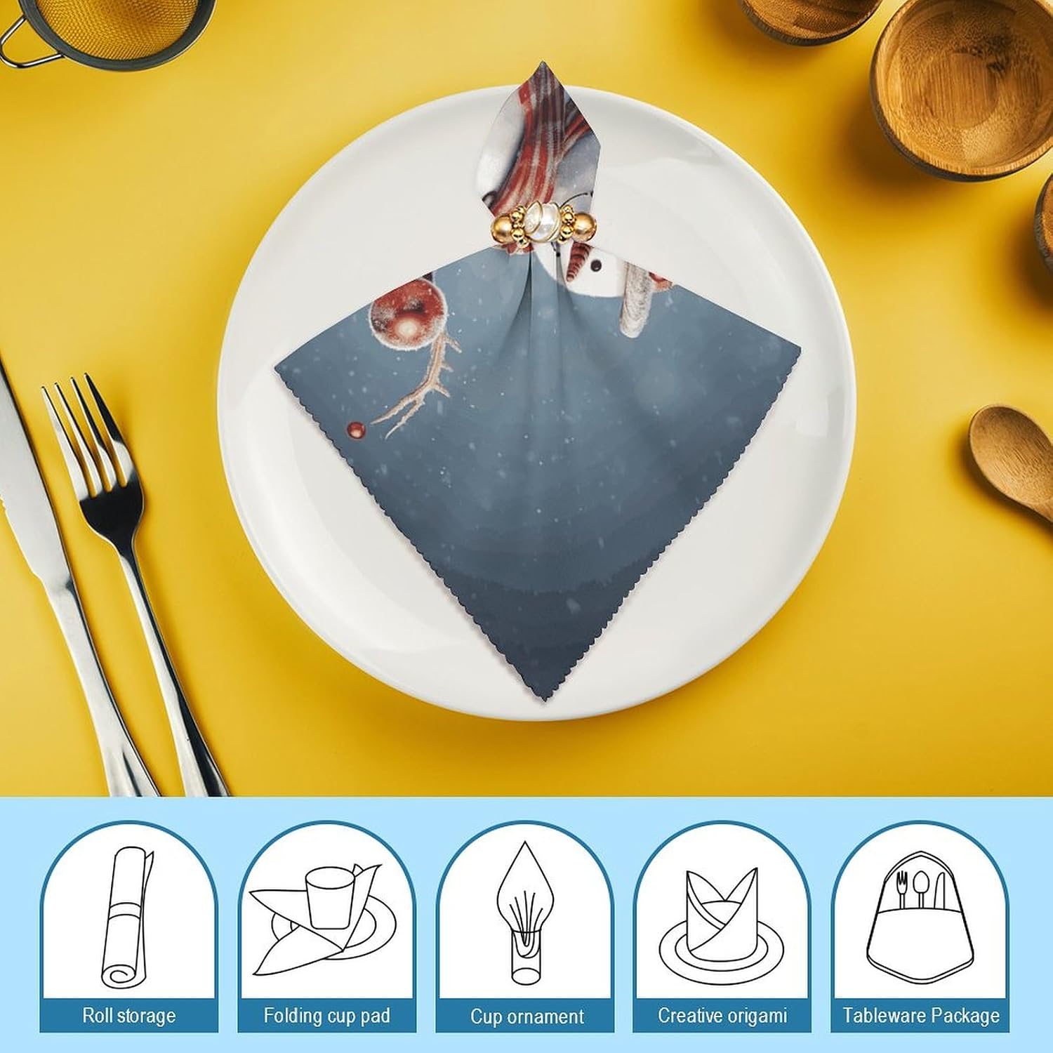 Cloth Napkins Durable Dinner Napkin Soft Absorbent Table Napkin Set of 6 PCS Funny Christmas Snowman Kitchen Placemats Reusable Washable Napkins for Parties Restaurant Wedding Hotel
