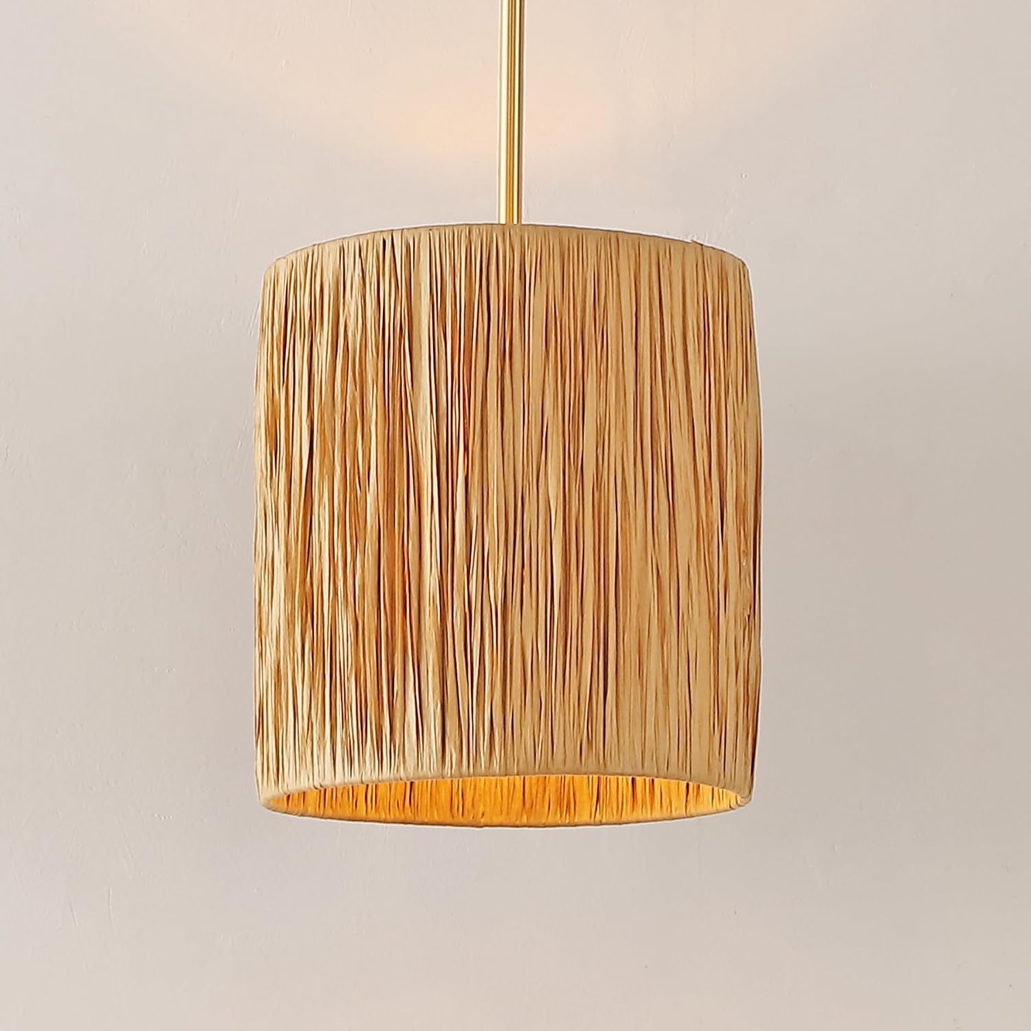SAFAVIEH Lighting Collection Saija Natural/Gold Adjustable Pendant Hanging Light Fixture, Ideal for Dining Room, Kitchen Island, Entryway (LED Bulb Included)