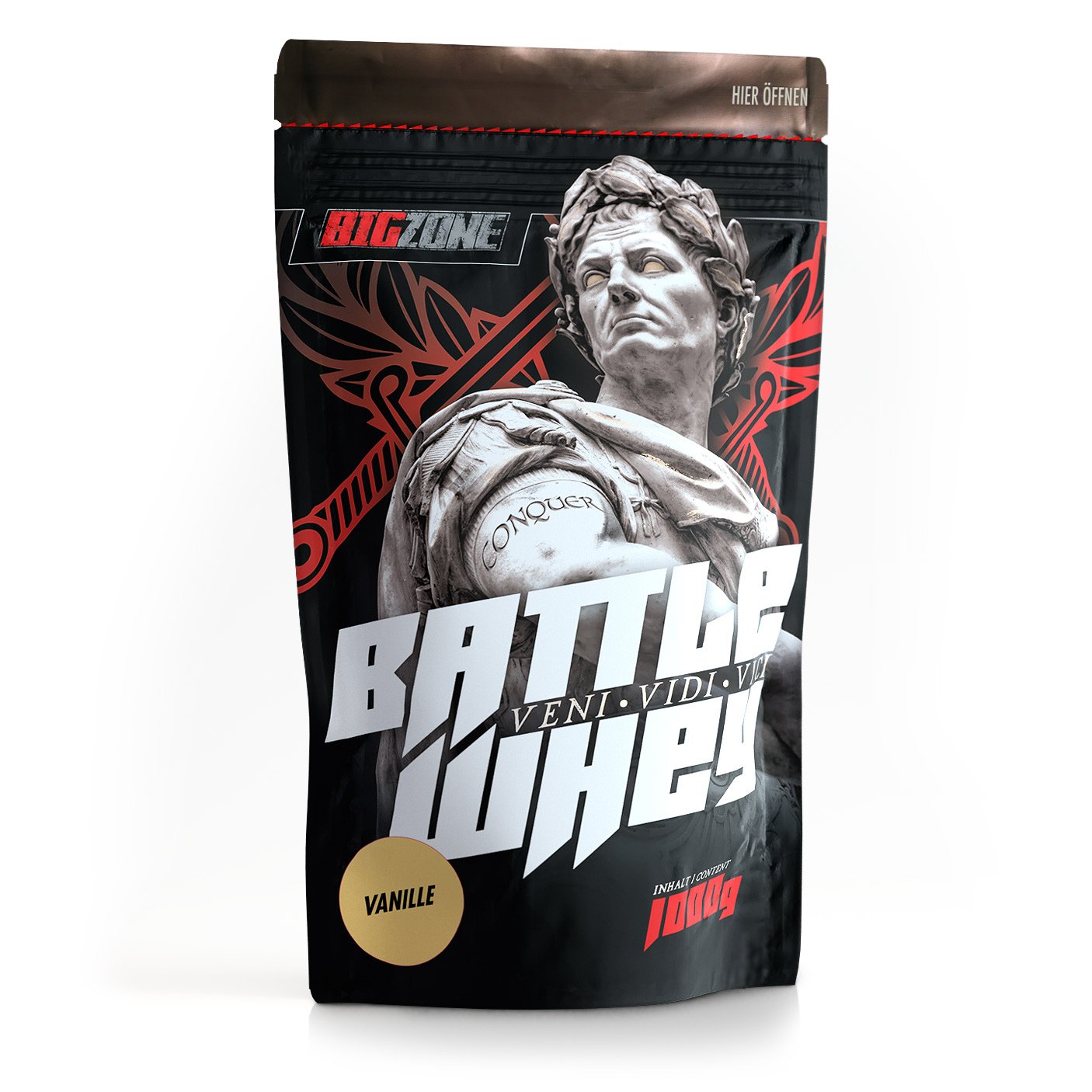 Big Zone BATTLE WHEY | Whey Protein Concentrate Eiweiss | Lecker Qualität Made in Germany | 1000g 1KG Pulver (Vanille)