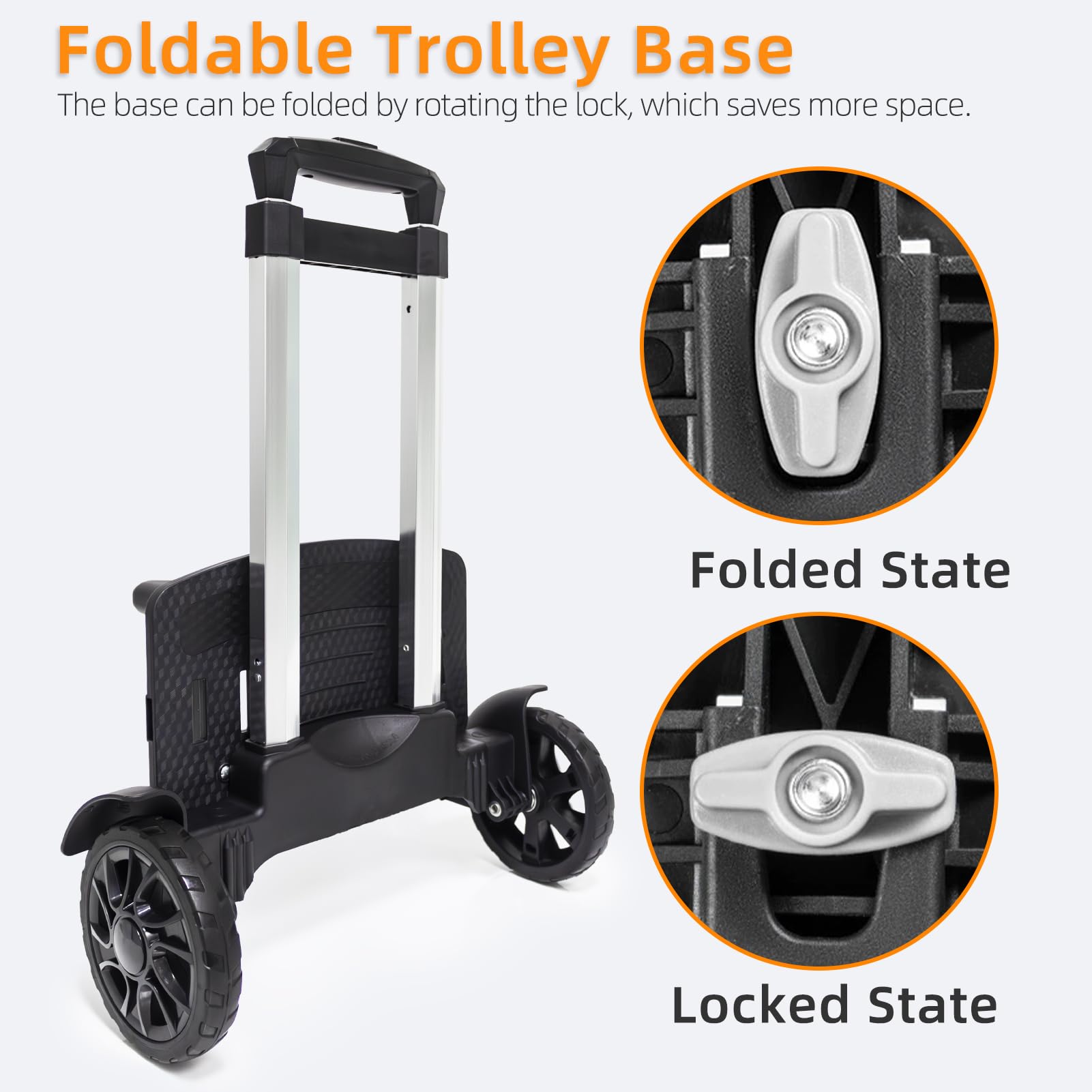 Carrello per zaino, carrello con ruote in lega di alluminio, carrello per bagagli con 2 grandi ruote per serbatoio, carrello pieghevole con cinghie per bagagli, zaino per il pranzo, borsa da golf