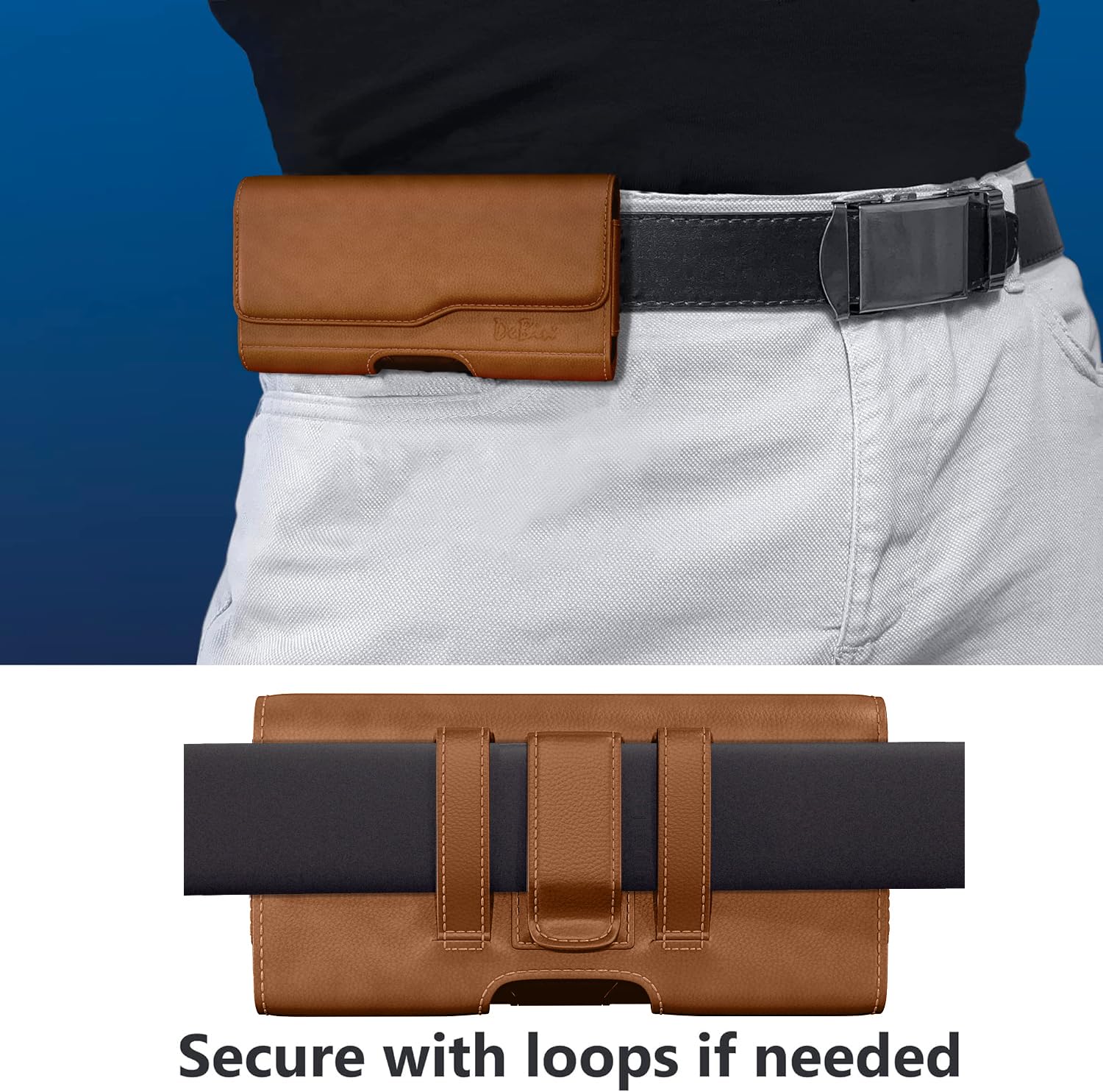 DeBin Holster For IPhone 16 15 14 13 Pro Max Plus - Belt Clip Case With ID Card Pouch & Magnetic Closure