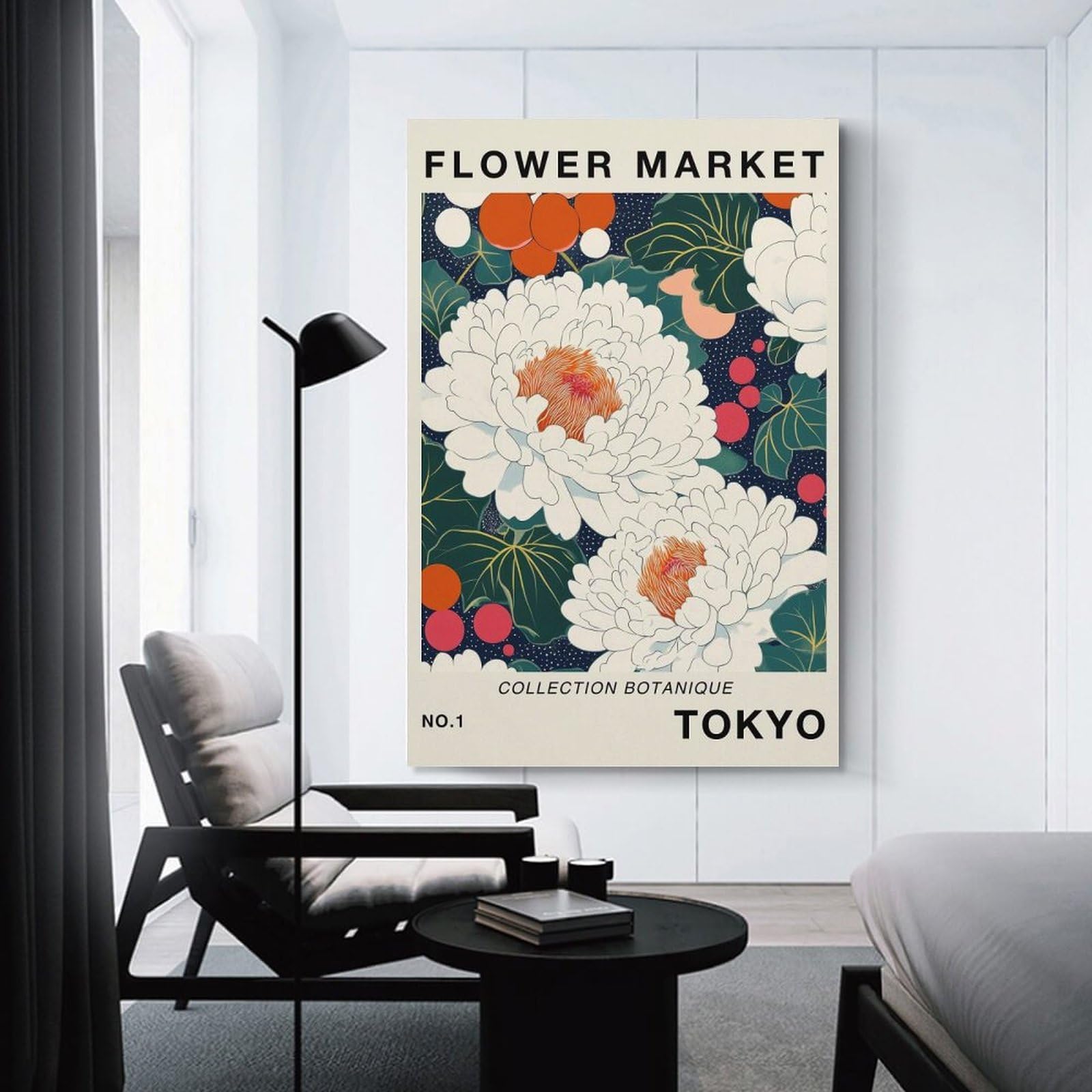 Junmoney Tokyo Flower Market Art Print Wall Art Print 20x30inch(50x75cm), for Lounge, Study, Hallway Or Flat Walls, Decorative Artwork with Broad Appeal