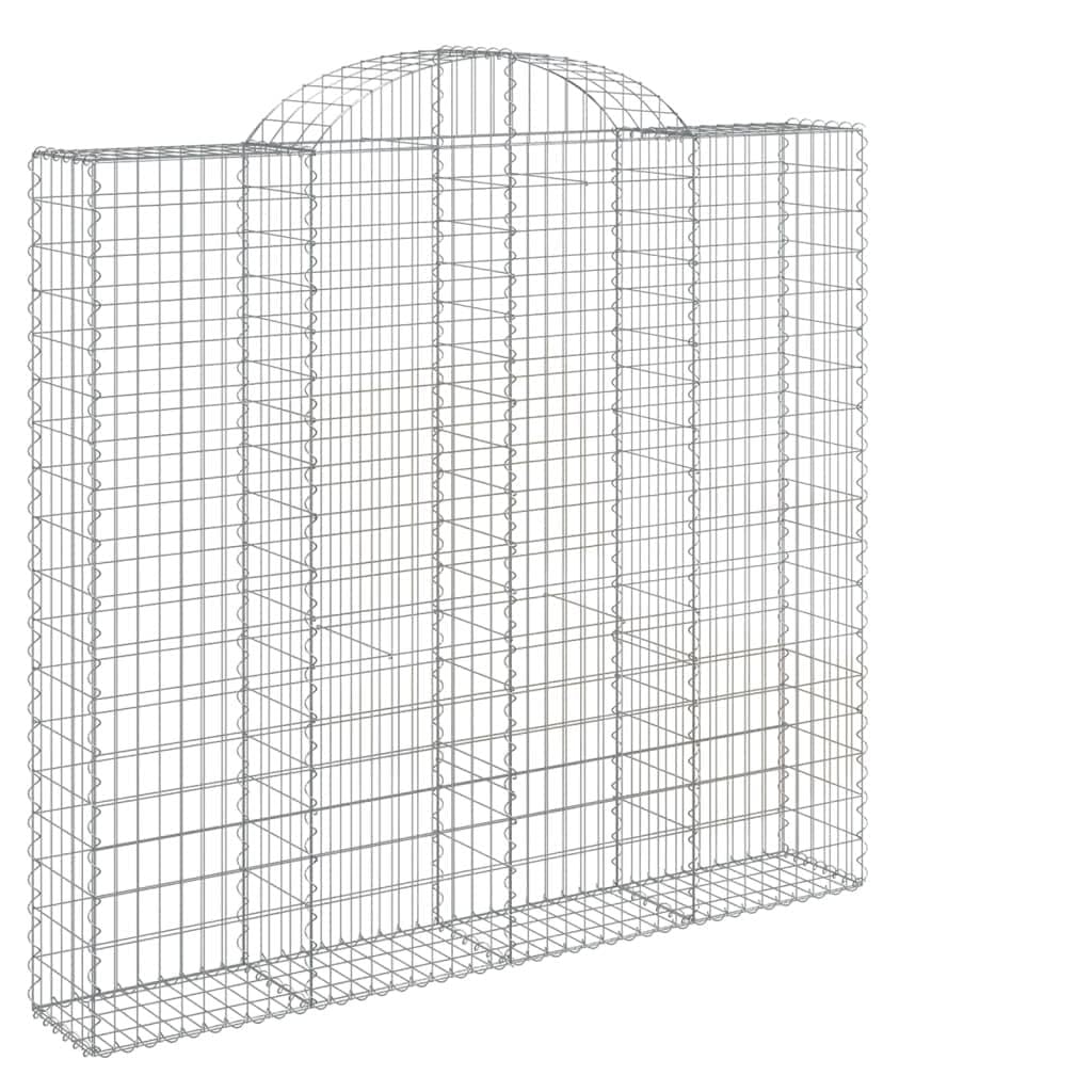 Gaviones con arco alto, 4 unidades, 200 x 30 x 180/200 cm, hierro galvanizado, cesta de alambre para plantas, como protección visual para jardín, terraza, balcón, con construcción estable y