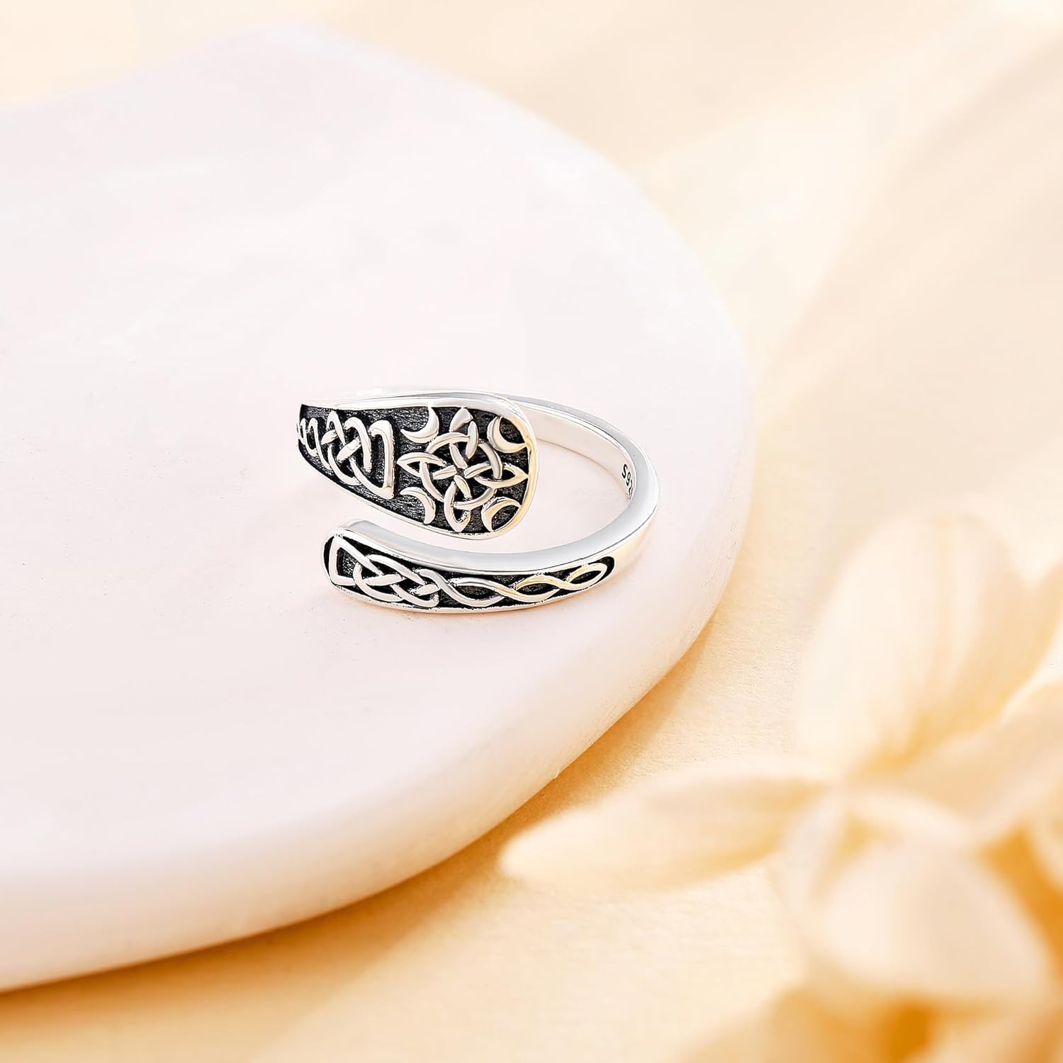 Spoon Ring 925 Sterling Silver Turtle/Celtic Knot/Mountain/Bee/Dragonfly/Moth Skull/Mushroom Adjustable Open Turquoise Thumb Rings Jewelry for Women - Image 3