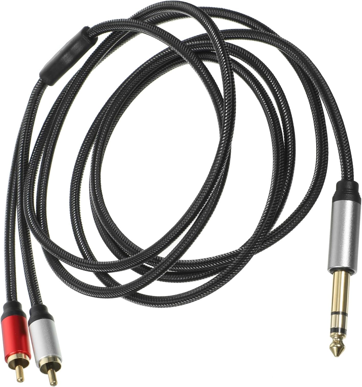 35Mm 3-Core Stereo to 2 RCA Audio Cable 2M Guitar Signal Patch Cord Compatible with Audio Equipment and Studio Sound Systems
