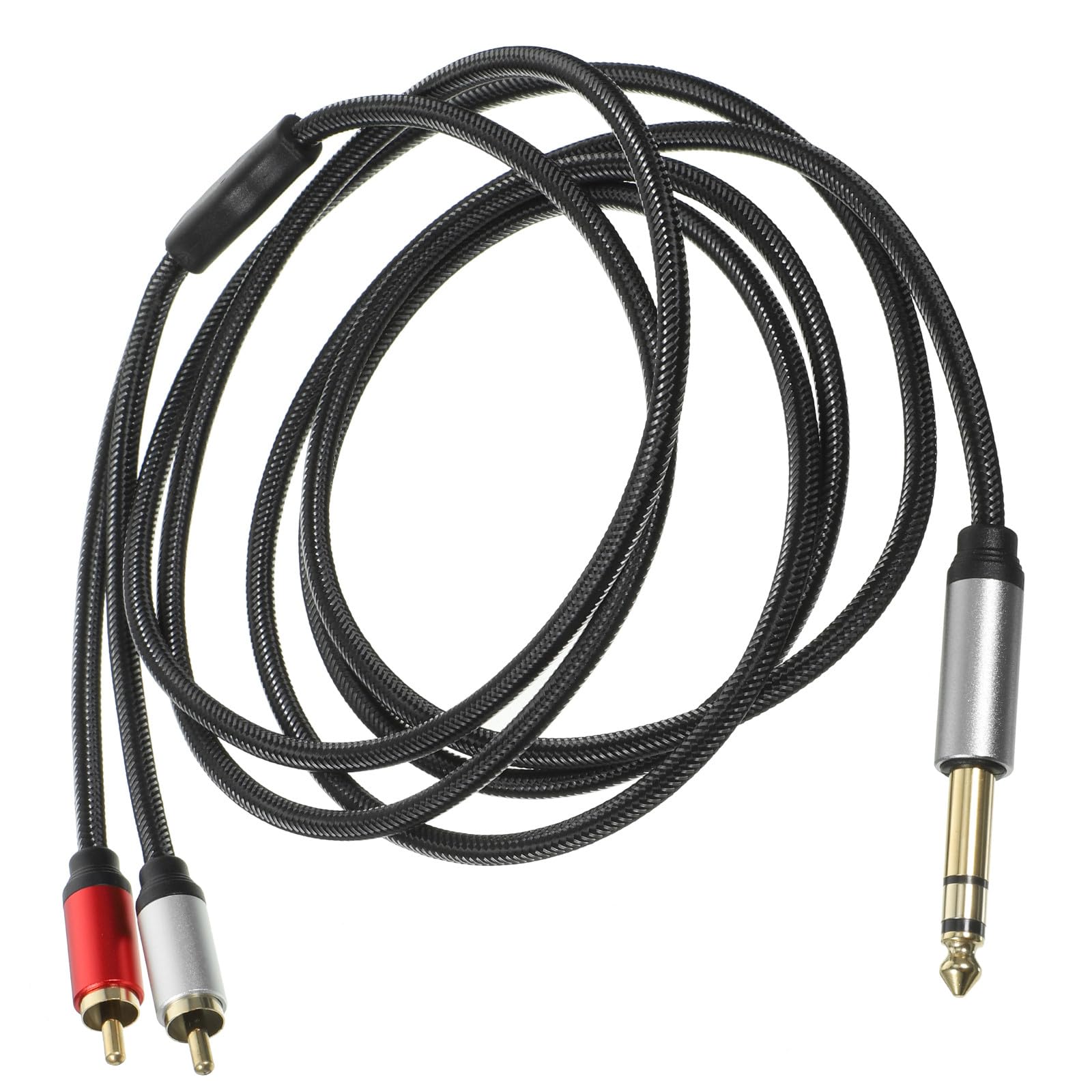 35Mm 3-Core Stereo to 2 RCA Audio Cable 2M Guitar Signal Patch Cord Compatible with Audio Equipment and Studio Sound Systems