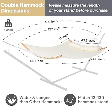 SUNCREAT Hammocks for Outside Hanging Tree Hammock for Outdoor, Beige