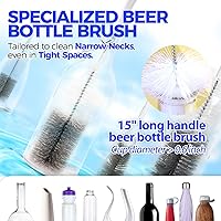 Vista 3 de Holikme Juego de 10 cepillos de limpieza de botellas, cepillo limpiador de botellas con mango largo de 15", cepillo de botella de agua con mango