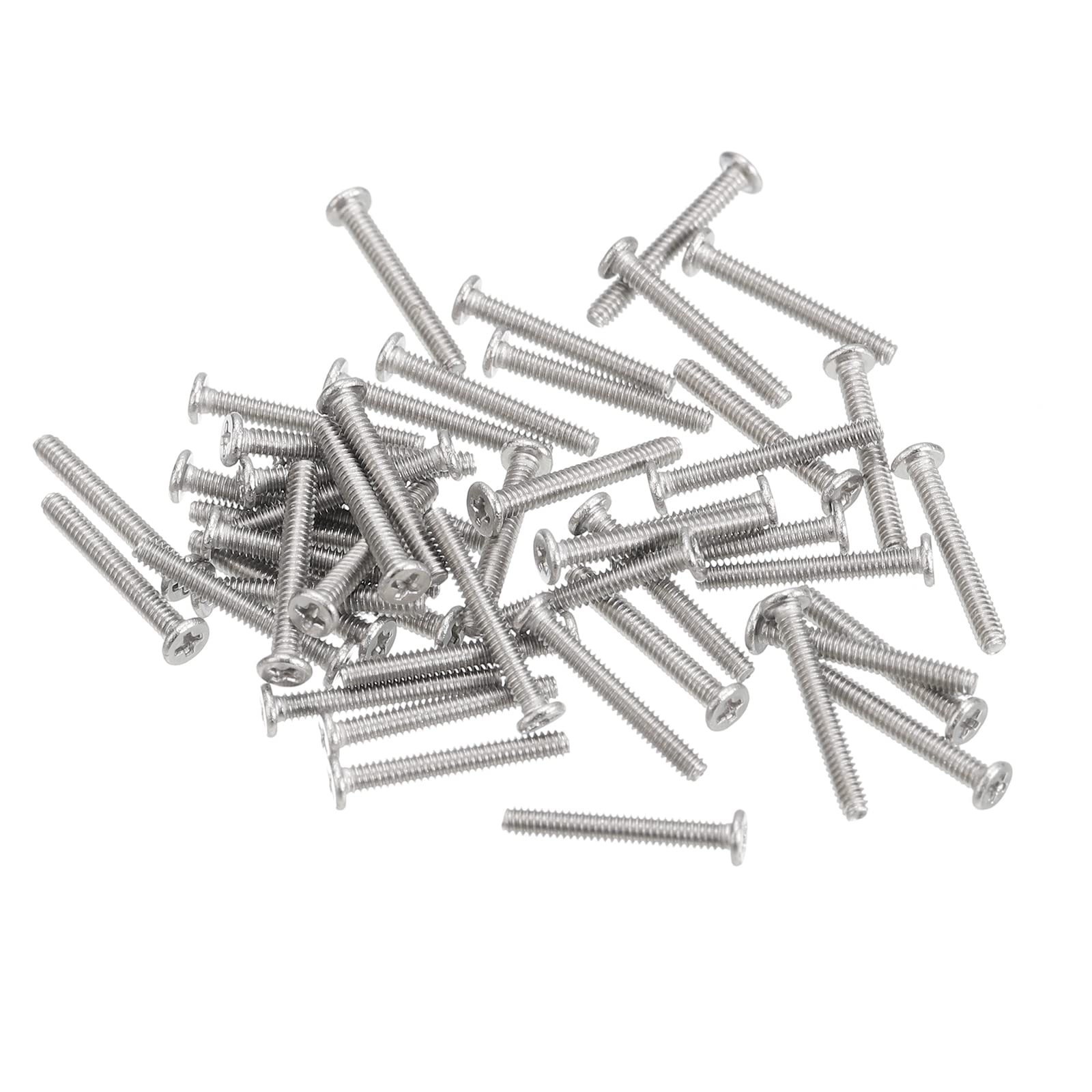 uxcell M1.4-0.3 x 10mm 50Pcs Flat Round Head Screws 304 Stainless Steel Phillips Drive Machine Screws Hardware Fastener for Furniture Connection-picture-10