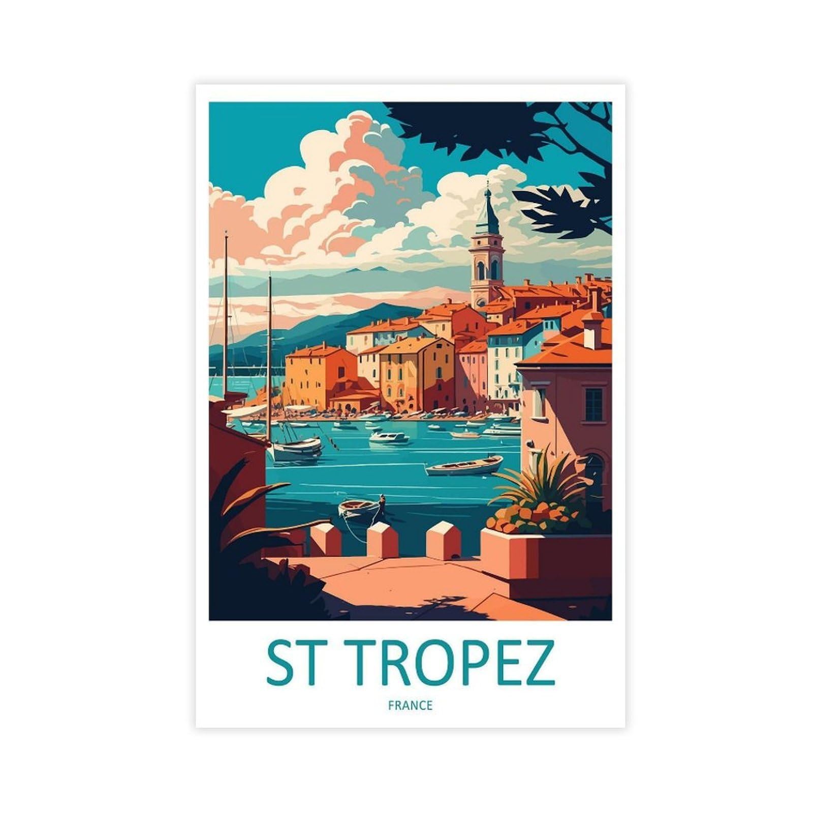 Qogdaf St. Tropez Seascape France Canvas Poster Wall Art Decor Print Picture Paintings For Living Room Bedroom Decoration 12X18inch(30X45cm)