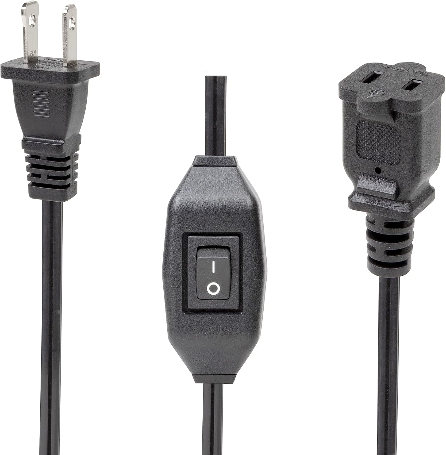 On Off Switch Extension Cord [2-Feet], 2-Prong Polarized Extension Cord with Switch 12A/125V for Your Chargers/Lamp/Power Adapters etc, 16AWG Cord