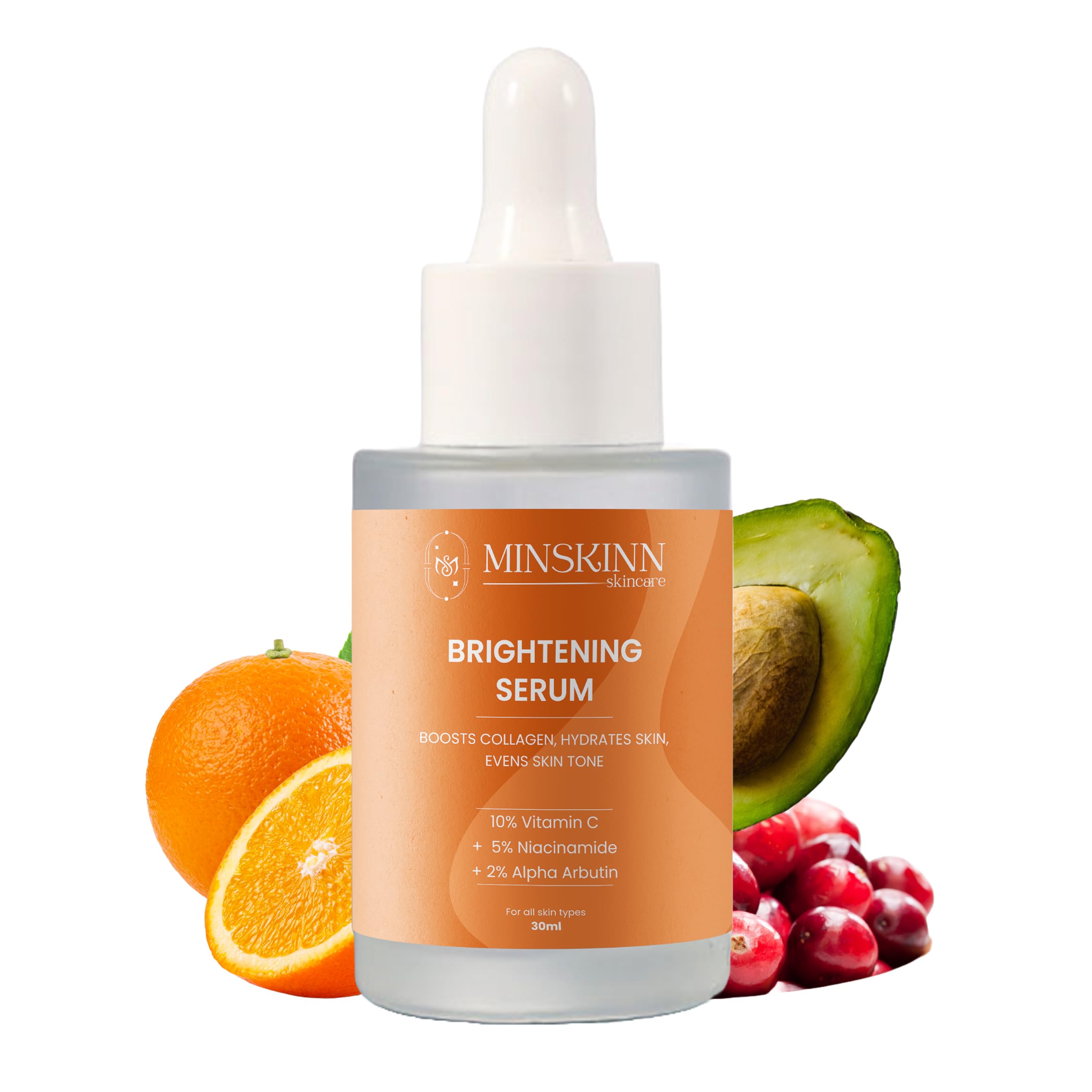 Minskinn Brightening Serum for Face Glow | Vitamin C 10% + Niacinamide 5% + Alpha Arbutin 2% | Dark Spot & Pigmentation Serum for Uneven Skin Tone, Anti Aging, Pore Treatment & Hydrating Glow – 30ml