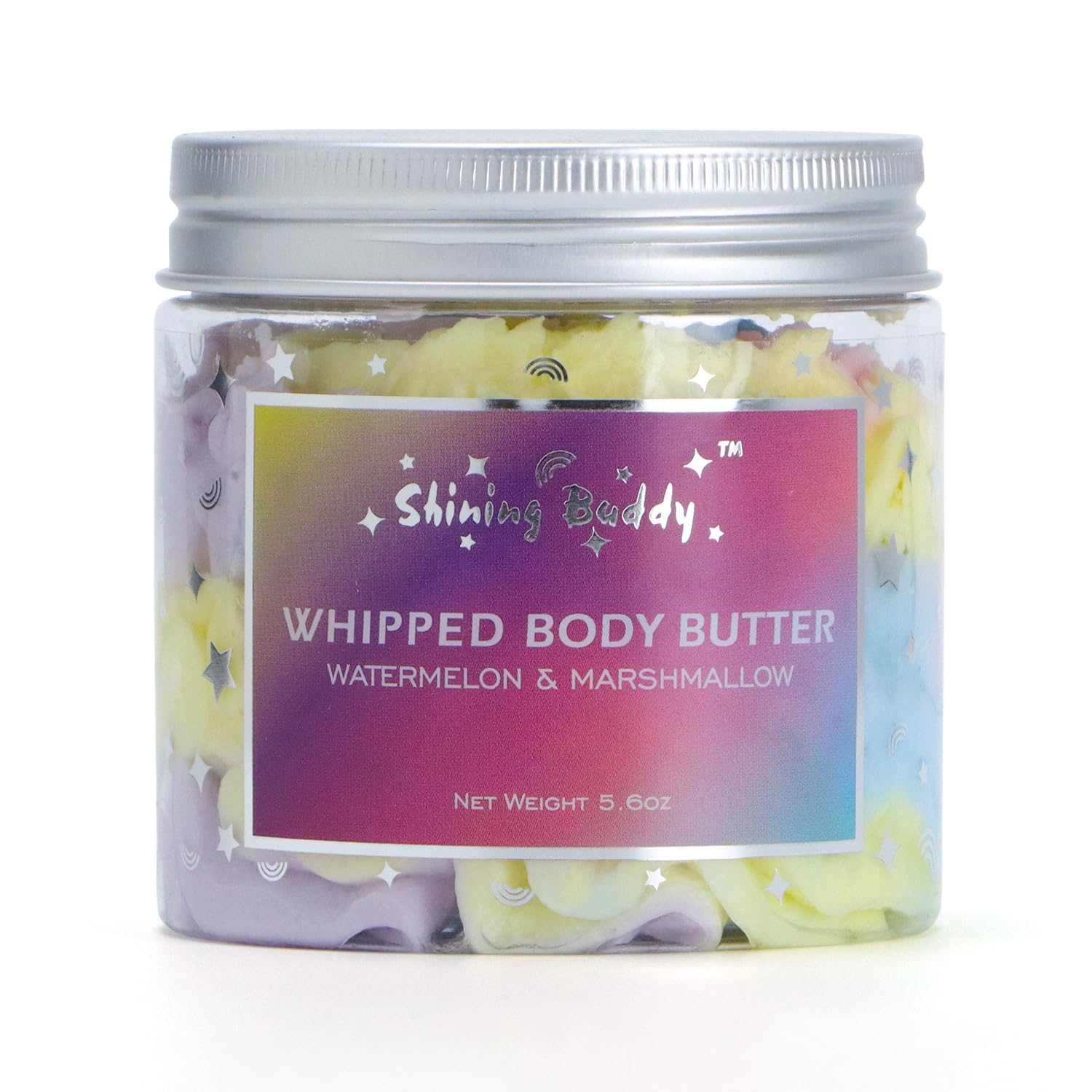 Shining Buddy Whipped Rainbow Body Butter, Watermelon & Marshmallow, Fruity Scent, Infused with Fruit extracts, Non-Greasy,Creamy & Moisturizing Shea