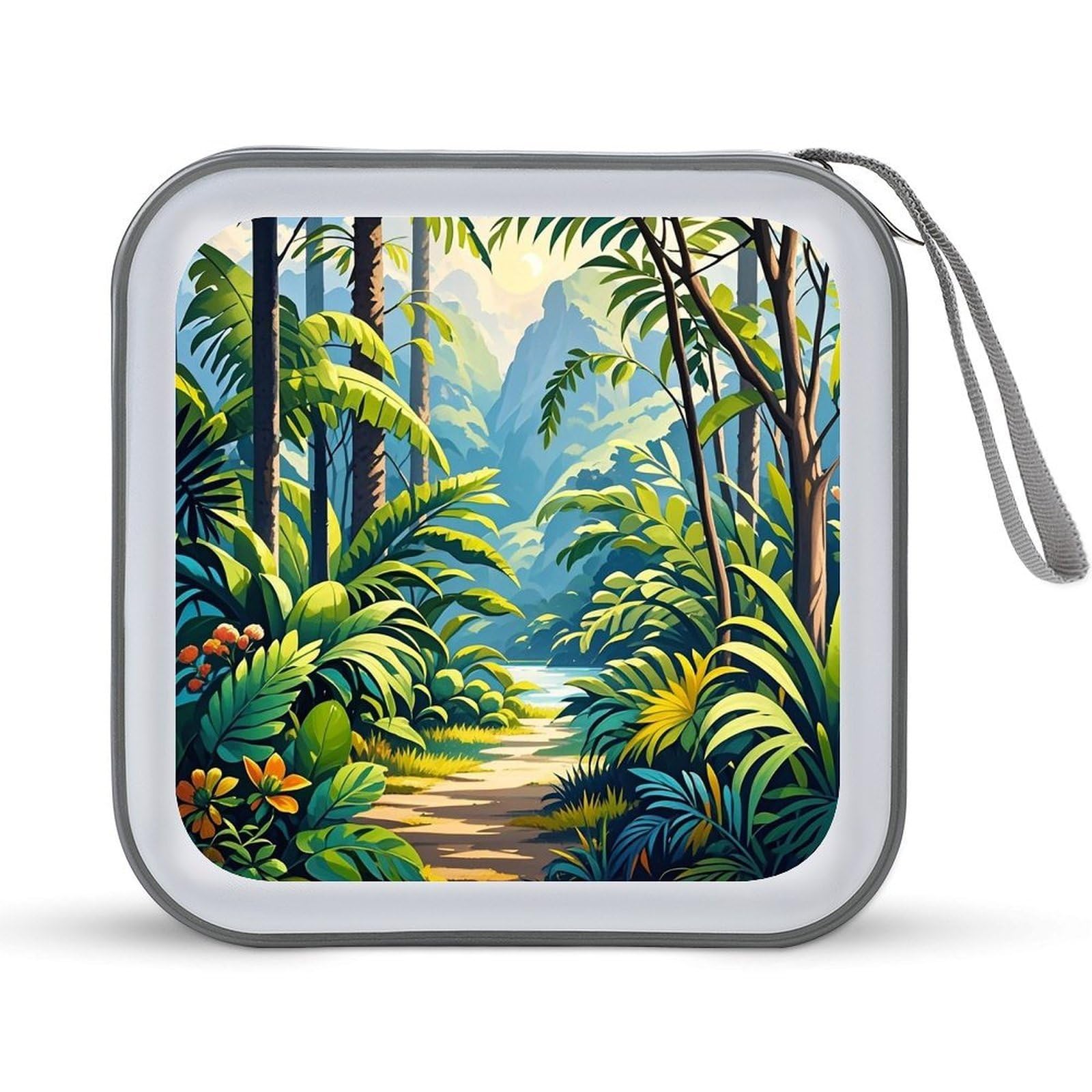 FekiLoot Tropical Jungle Painting CD Case Portable DVD Case Holder Large Storage Disc Wallet Bag 40 Capacity Hard Plastic Disc Cases Storage Binder DVD Case Wallet for Car Home Travel