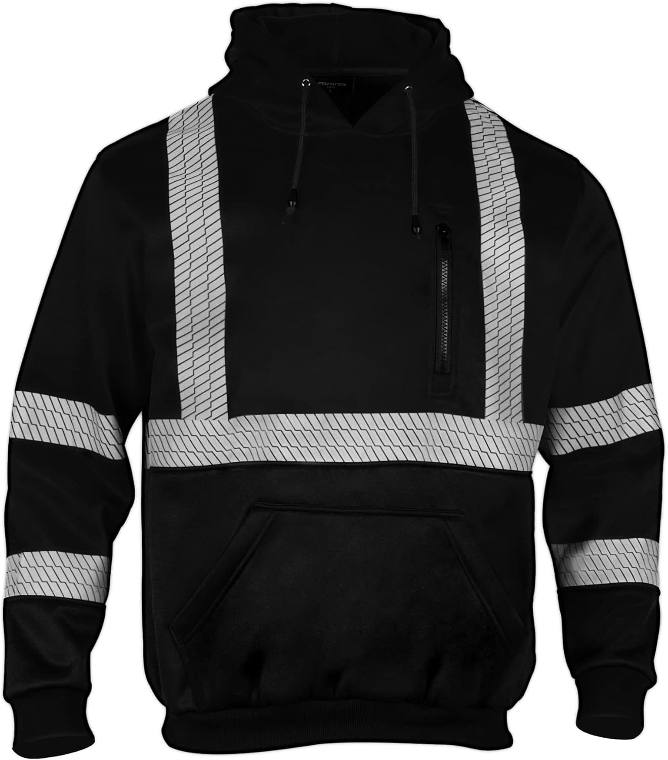 VENDACE Hi Vis Safety Reflective Sweatshirt Hoodies for Men ANSI Class 3 High Visibility Fleece Pullover Hoodie Jacket (Black,S) - Image 2